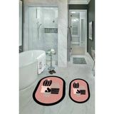 Mikasso Dijital Baskılı Kaymaz Yıkanabilir Kaktüs Oval Banyo Takımı Klozet Takımı Polyester Pembe - Çok Renkli
