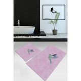 Mikasso Dijital Baskılı Kaymaz Yıkanabilir Kuş Desen Ikili Banyo Takımı Klozet Takımı, N-Klozet-36-Pembe, Po - Çok Renkli