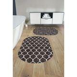 Mikasso Dijital Baskılı Yıkanabilir Sade Kupa Desenli Oval Banyo Paspası Klozet Takımı Polyester Kahverengi - Çok Renkli