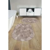 Mikasso Dijital Yıkanabilir Kaymaz Taban Kupa Desenli Oval Banyo Paspası Klozet Takımı Polyester Kahverengi - Çok Renkli