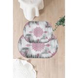 Mikasso Dijital Yıkanabilir Sade Vektörel Desenli Oval Banyo Paspası Klozet Takımı Polyester Pembe - Çok Renkli