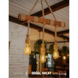 Mikasso Doğal Halatlı Dekoratif 3’lü Avize – Bohem & Vintage Aydınlatma Ahşap 3 E27 Bej Salon / Oturma Odası - Çok Renkli