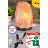 Mikasso Doğal Himalaya Tuz Lambası 1-2 kg Pembe Turuncu Dekoratif Himalaya Tuz Masa Gece Lambası Hediyelik K - Çok Renkli