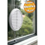 Mikasso Doğalgaz Havalandırma Yuvarlak Mutfak Cam Menfezi Beyaz 18 cm Hava Akış Kanalı Güvenlik Gaz Kaçağı.
