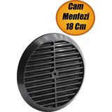 Mikasso Doğalgaz Havalandırma Yuvarlak Mutfak Cam Menfezi Siyah 18 cm Hava Akış Kanalı Güvenlik Gaz Kaçağı.
