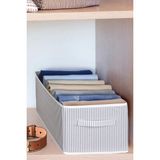 Mikasso Dolap Içi Pantolon Düzenleyici Saklama Kutusu Organizer Çizgili Kumaş 40 x 40 Beyaz Tr