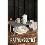 Mikasso Dolap Içi Raf Yükseltici Gri Boundless Design Plastik 10 x 15 Çok Renkli Tr