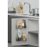 Mikasso Dolap Kapağı Rafı Yapışkanlı 2 Li Set Mutfak Tezgah Düzenleyici Duvar Organizer Metal 20 x 30 Siyah
