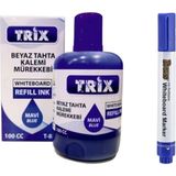 Mikasso Doldurulabilir Beyaz Yazı Tahtası Kalemi ve 100 ml Mürekkebi - Mavi Tkm Beyaz Tebeşir Beyaz - Çok Renkli