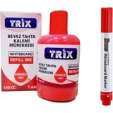 Mikasso Doldurulabilir Beyaz Yazı Tahtası Kırmızı Kalemi + Trix Mürekkebi 10 ml - Kırmızı Tkm Beyaz - Çok Renkli