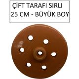 Mikasso Dolma Taşı Sarma Taşı Kapağı 25 cm Tam Sırlı Toprak Toprak Kahverengi