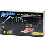 Mikasso Dolphin Çok Amaçlı Pudrasız Siyah Nitril Eldiven Küçük (s) - 100'lü 16 x 27