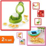 Mikasso Domates Peynir Yumurta Dilimleyici + Patates Dilimleyici Pratik - 2li Set K6B3T7 Çok Renkli