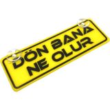 Mikasso Dön Bana Ne Olur Yazılı Sarı Dekor Plaka Vantuzlu Cam Süsü 22X7.5CM - Çok Renkli