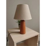 Mikasso Duba Ahşap Konik Abajur Demir Iskelet Ceviz Rengi K.krem Şapka Modern Yatak Odası Lambası 40CM Ahşap - Çok Renkli