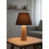 Mikasso Duba Ahşap Konik Abajur Demir Iskelet Ceviz Rengi Kahverengi Şapka Modern Yatak Odası Lambası 40CM A - Çok Renkli