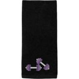 Mikasso Dumbbell (Dambıl) Nakış Tasarımlı Spor Havlusu 50X90 Kadife Siyah - Çok Renkli