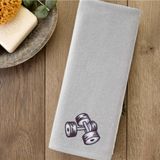 Mikasso Dumbbell (Dambıl) Nakış Tasarımlı Spor Havlusu Küçük Boy 30X50 Kadife El Havlusu Tekil Ürün Gri Kutu - Çok Renkli