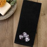Mikasso Dumbbell (Dambıl) Nakış Tasarımlı Spor Havlusu Küçük Boy 30X50 Kadife El Havlusu Tekil Ürün Siyah Ku - Çok Renkli