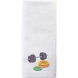 Mikasso Dumbbell (Dambıl) Tasarımlı Nakışlı Spor Havlusu 50X90 Kadife Beyaz - Çok Renkli