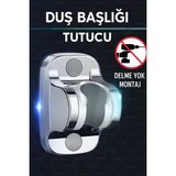Mikasso Duş Başlığı Tutucu Yapışkanlı – Ayarlanabilir, Su Geçirmez, Delme Gerektirmez Gümüş Su Geçirmez