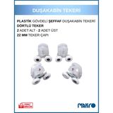 Mikasso Duşakabin Tekerleği 4'lü Cam Kabin Tekeri Rulman Şeffaf Plastik Gövdeli Bilyalı Çift Tekerlekli - Çok Renkli