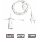 Mikasso E14 Duylu 2 Metre Arapuarlı, Tuz Lambası Duyu Yaylı (2x0,50) (Beyaz) 65W