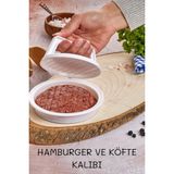 Mikasso Ebruli Hamburger ve Köfte Kalıbı Köfte Presi Şekillendirici Burger Press Pratik Köfte Plastik