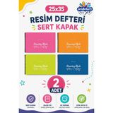Mikasso Eco Spiralli Resim Defteri 25X35 25 Yaprak 2 Adet Sert Spiralli Çizgisiz Orta Boy Çok Renkli Okul De