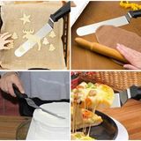 Mikasso Eğik Çelik Spatula Paslanmaz Pasta Sıvama Paleti Çelik Gri