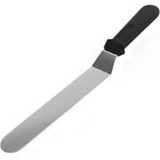 Mikasso Eğik Oval Uçlu Pasta Sıvama Spatulası 20 cm B072 Çelik Siyah