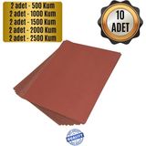 Mikasso El Su Zımpara Kağıdı Far Temizleme Araç Parlatma Seti 500-1000-1500-2000-2500 Kum Ince Kalın 10 Adet
