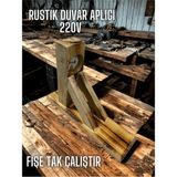 Mikasso El Yapımı Ahşap Dekoratif Rustik Modern Beyaz Işık Aplik, Elektrik Ile Çalışır, Duvar Apliği Ahşap K - Çok Renkli
