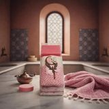 Mikasso El Yapımı Hamam Hediye Seti – Havlu Sabun ve Dekoratif Ayna Pamuk Pembe - Çok Renkli