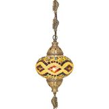 Mikasso El Yapımı Otantik Mozaik Renkli Cam Sarkıt Avize, Yaprak Zincir, 75CM Cam 1 E14 Sarı Salon / Oturma - Çok Renkli