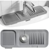 Mikasso Elastik Musluk Matı Su Tutucu Düzenleyici Kaydırmaz Taban Organizer Mutfak Banyo Lavabo Silikon Gri