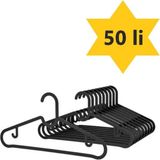Mikasso Elbise Askısı Fular Askısı Gömlek Tişört Askısı Kırılmaz 50 Adetli Set Siyah 50LI Siyah Ince_aski Pl