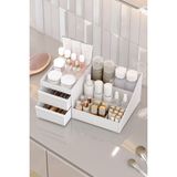 Mikasso Elegance Xl (35CM) Makyaj Kozmetik Parfüm Krem Serum Düzenleyici Çekmeceli Organizer Beyaz Plastik B - Çok Renkli