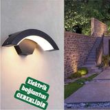 Mikasso Elektrikle Çalışır 24 Watt Beyaz Işık Iç ve Dış Mekan LED Duvar Aplik Bahçe Kapı Girişi Armatür Plas - Çok Renkli