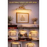 Mikasso Elektrikli Fülüt Gold LED Aplik Sarı Işık | Tablo Çerçeve Ayna Üstü Modern Metal Duvar Aydınlatma Pl - Çok Renkli