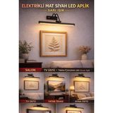 Mikasso Elektrikli Mat Siyah LED Aplik Sarı Işık | Tablo Çerçeve Ayna Üstü Dekoratif Duvar Lambası Plastik S - Çok Renkli