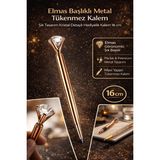 Mikasso Elmas Başlıklı Metal Tükenmez Kalem Şık Tasarım Kristal Detaylı Hediyelik Kalem 16 cm Metalik - Çok Renkli