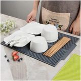 Mikasso En Büyük Boy Antrasit 44 x 33 cm Silikon Bulaşık Kurutma Matı Bulaşıklık | Bulaşık Altlığı Silikon G