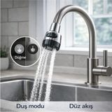 Mikasso Esnek Musluk Başlığı 40 cm Siyah | 2 Modlu (Duş / Düz Akış) | Tasarruflu