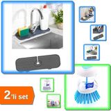 Mikasso Esnek Musluk Lavabo Matı - Mutfak + Deterjan Hazneli Bulaşık Fırçası - Titiz - Pratik Temizlik Rıbg6 - Çok Renkli