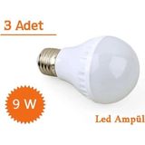 Mikasso Ev Tipi LED Lamba Ampul Aydınlatma Tasarruflu 9W 3ADET Turuncu