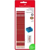 Mikasso Faber-Castell Kırmızı Kopya Boya Kalemi 12'li + Silgi + Kalemtıraş 8690826027408 Kırmızı - Çok Renkli
