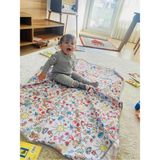 Mikasso Family 145X210 cm Katlanır Banyo Seti, Portatif Küvet, Banyo ve Mama Oturağı Için Su Geçirmez, Örtü - Çok Renkli