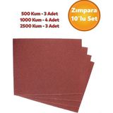 Mikasso Far Temizleme Ince Kalın Kağıt El Su Zımparası Kağıdı Araç Parlatma Set 500-1000-2500 Kum 10 Adet.