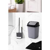 Mikasso Favori 5 Litre Banyo Çöp Kovası ve Klozet Fırçası Duvara Yapıştırmalı Plastik Gri Banyo - Çok Renkli